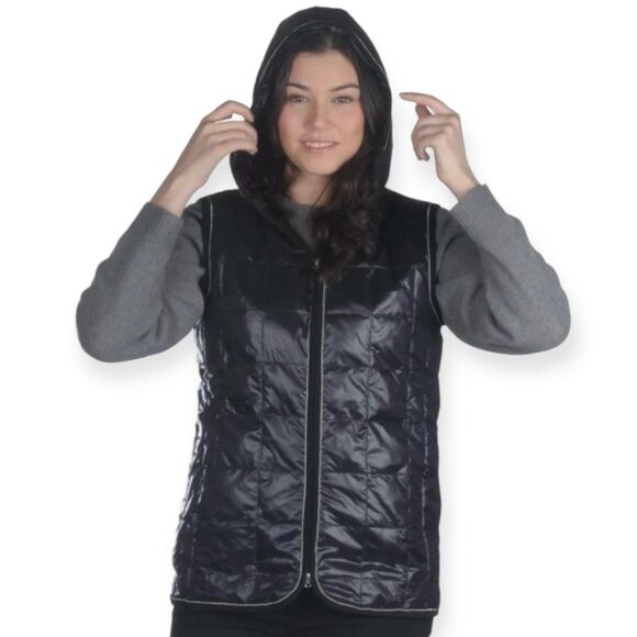 Ciao Milano 1969 Black Hooded Vest with White Duck Down Filler Size Medium